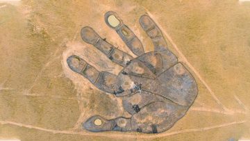 Bàn tay khổng lồ xuất hiện trên cánh đồng. Nguồn ảnh: 163.com