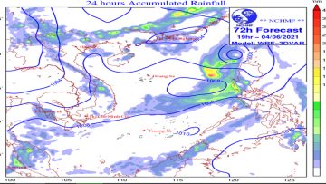 Bản đồ thể hiện đường đi của bão( ảnh: trung tâm khí tượng thủy văn)