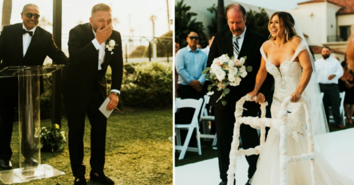 Cô dâu bị liệt chục năm “tự đi vào lễ đường trong tiệc cưới” khiến chú rể sửng sốt